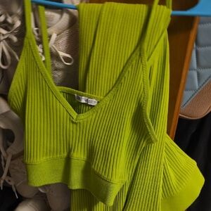 Zara Green Ribbed Crop Camisole